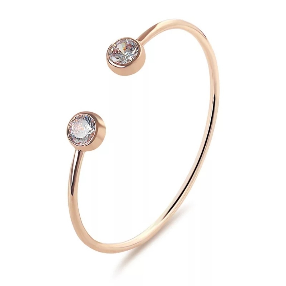 Adjustable Bangle Bracelet with Stones in Gold - Picture 4 of 4